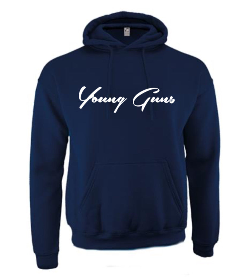 Pullover Hoodie (Young Guns)(white & navy)