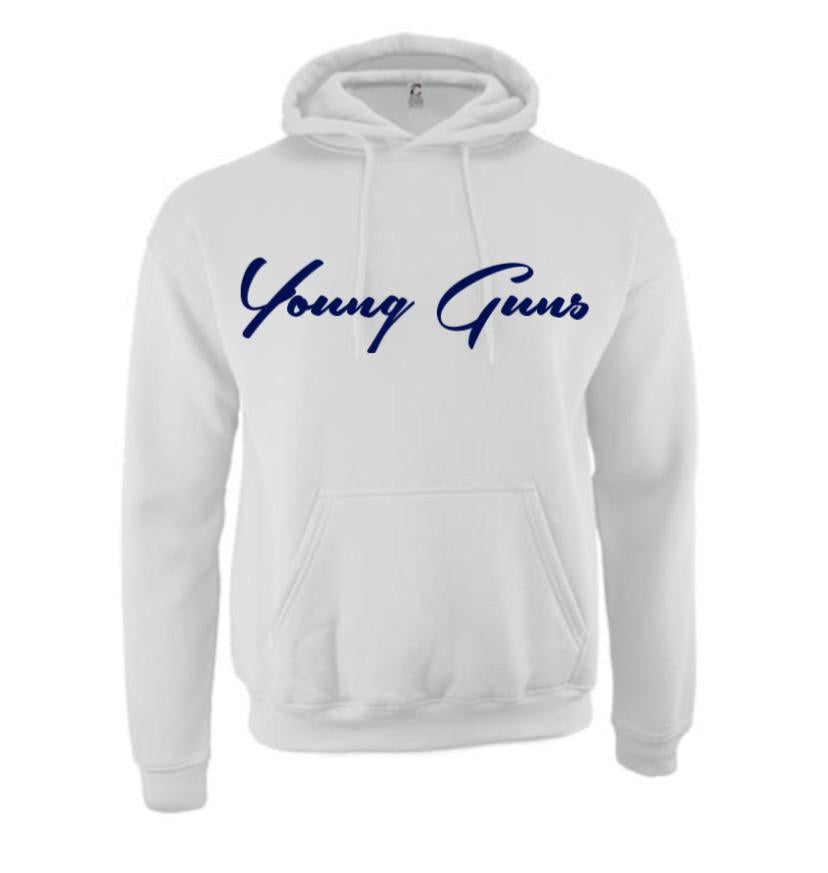 Pullover Hoodie (Young Guns)(white & navy)