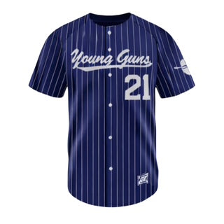 YG, Navy Pinstripe Button-Up Jersey