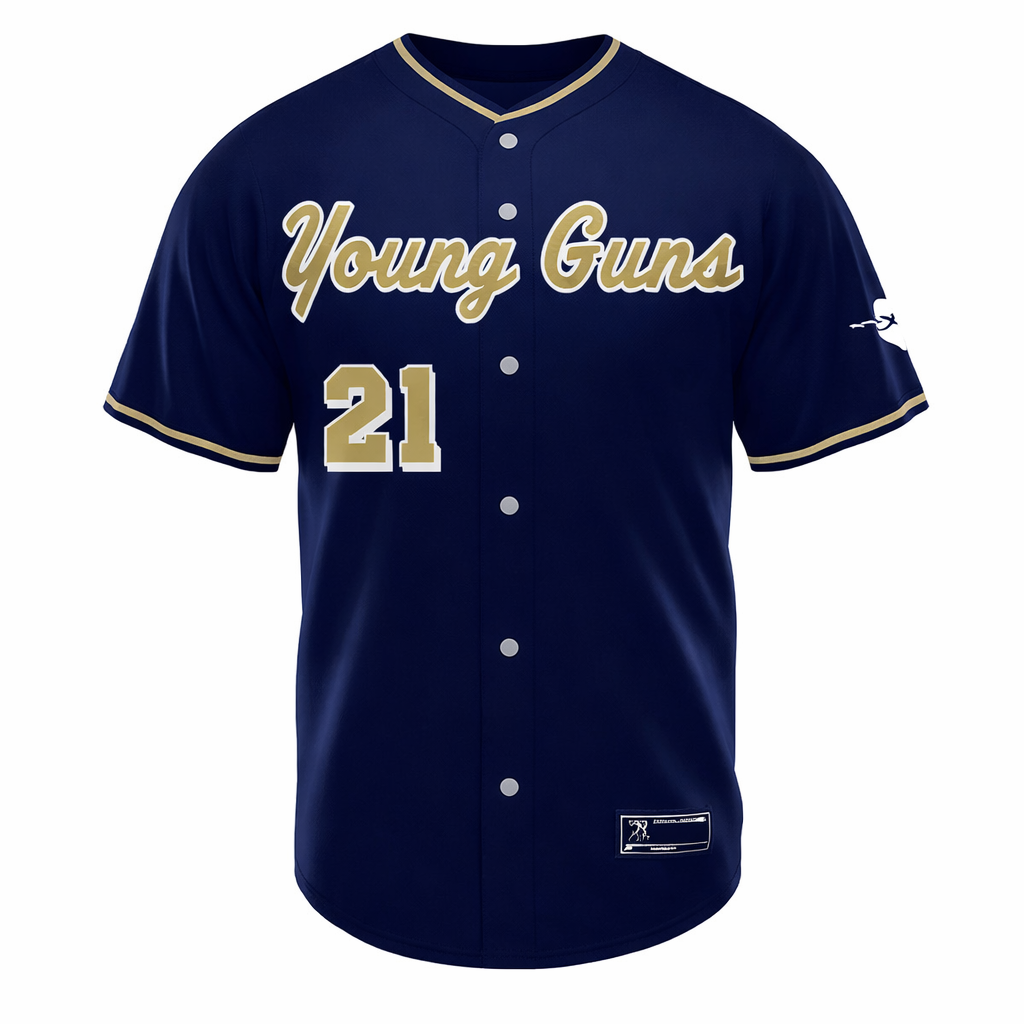YG, Navy & Gold Button-Up Jersey